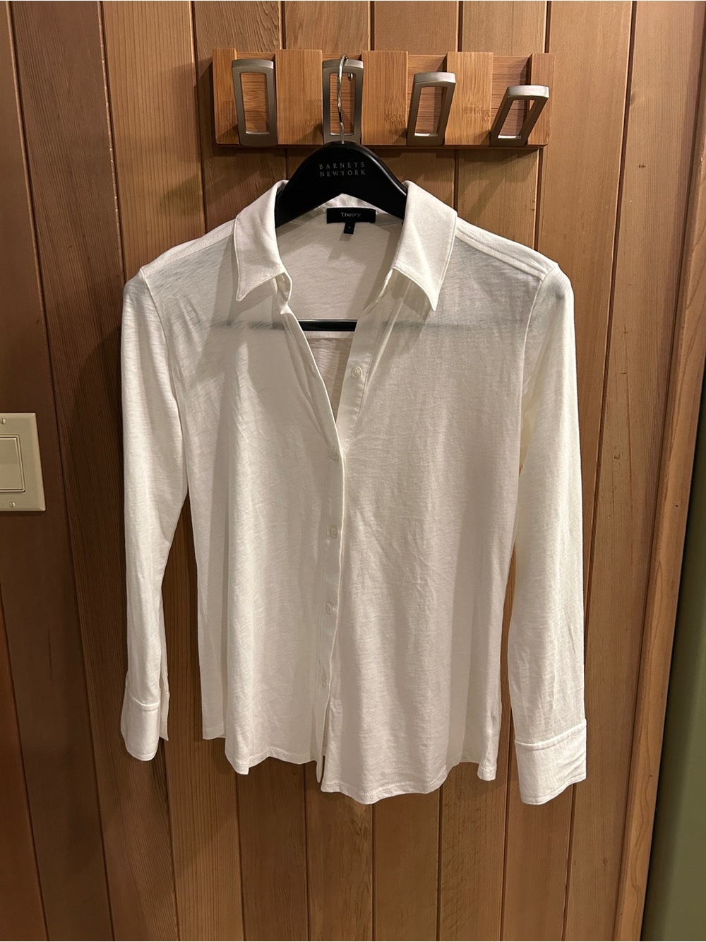 Theory Women's Ivory-White Long Sleeve Button Down Shirt